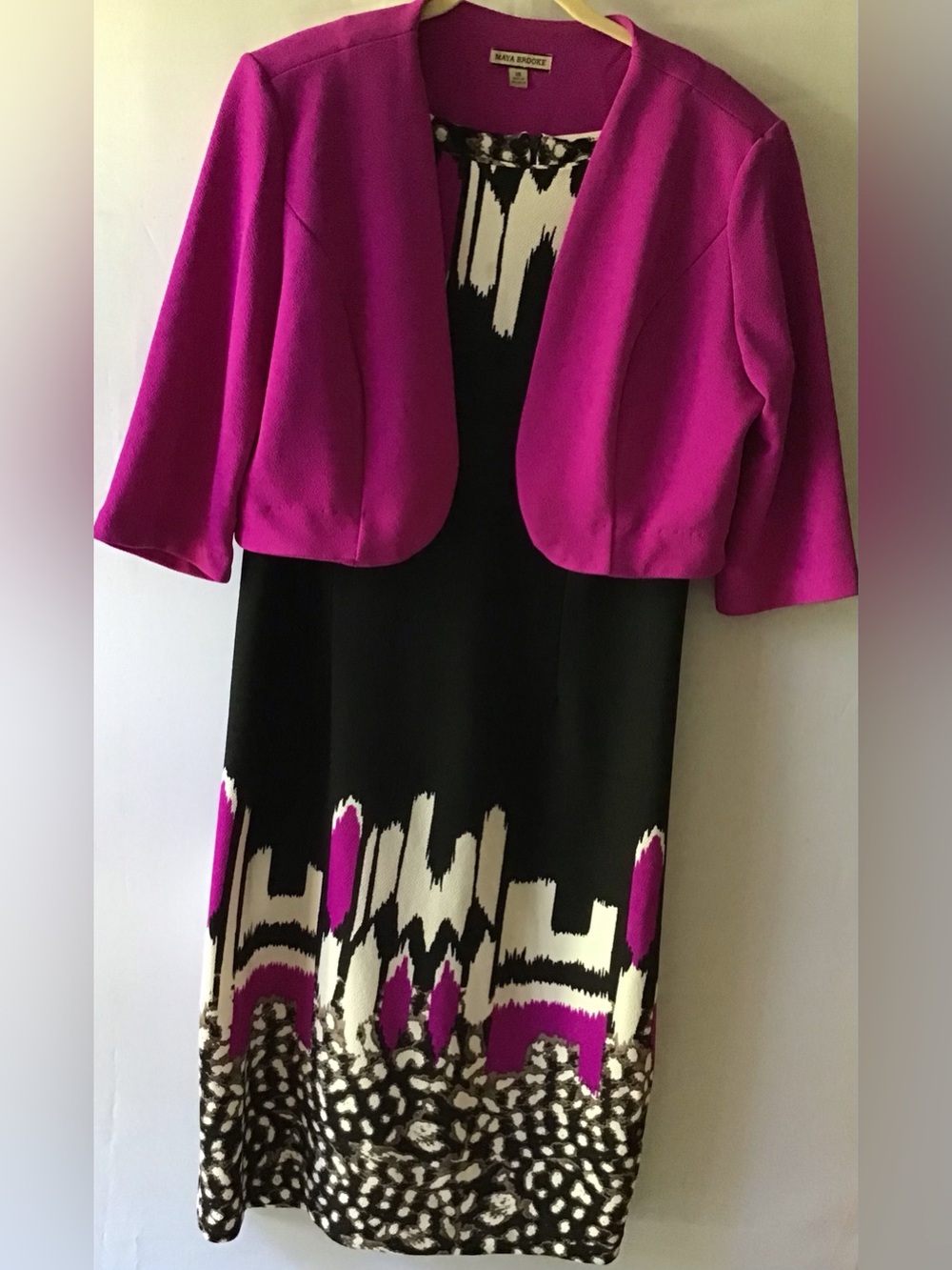 397 398 Laura Ashley Fuchsia Cropped Open-Front Jacket w sleeveless dress Sz 18